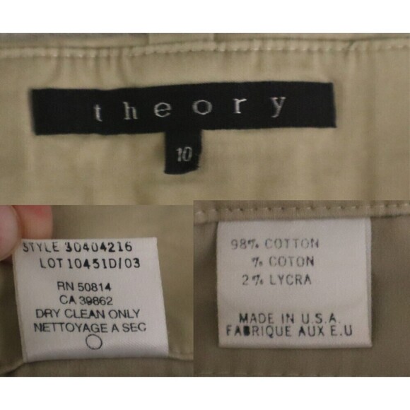 Theory Size 10 Chino Cotton Wide Leg Ankle Offce Contemporary Trouser Pants Work - Picture 4 of 7